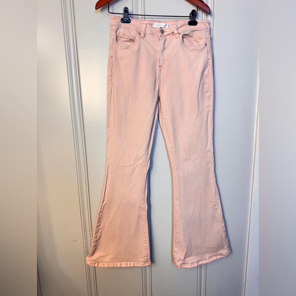 Altar’d State Light Pink Flare Leg Pants Bellbottom Slight‎ Distressed Size 30